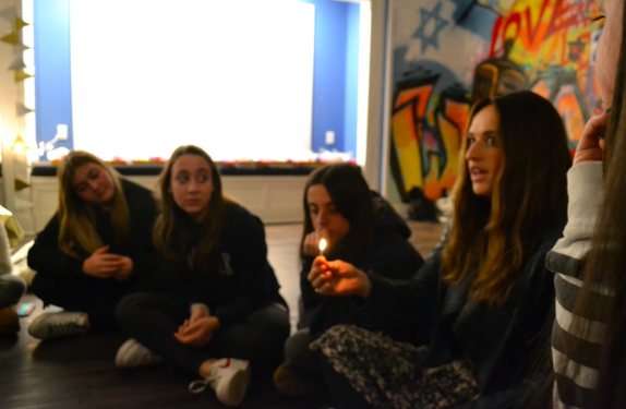 Jewish teen girls gather to learn about Judaism while having fun.