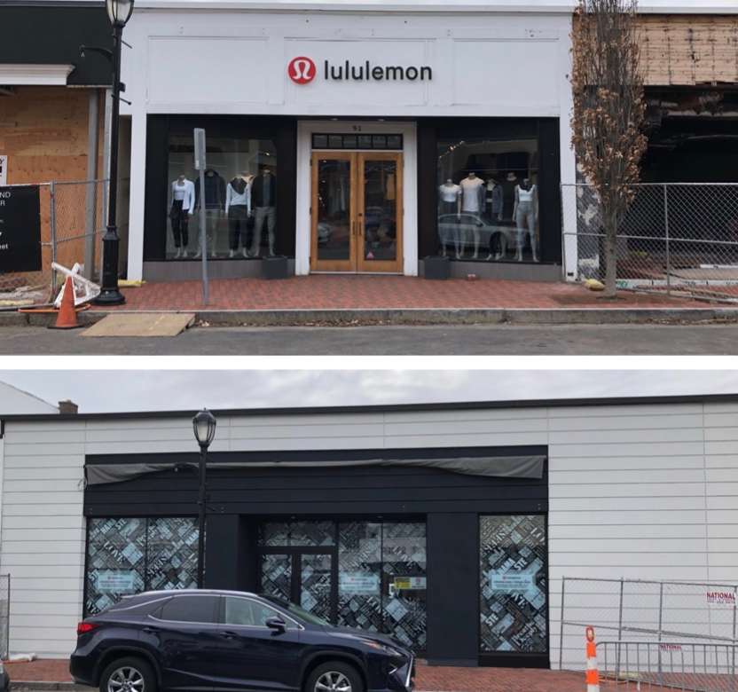 The current Lululemon building (above) is located at 91 Main Street. The new space (below) will allow for new products such as gym accessories.