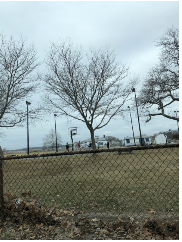 Students played basketball at Compo beach to compensate for the loss of rec basketball.
