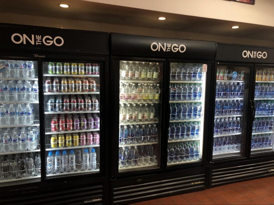 The Staples cafeteria offers a wide variety of water. The waters range from Aquafina, Dasani, Smart and Evian. 