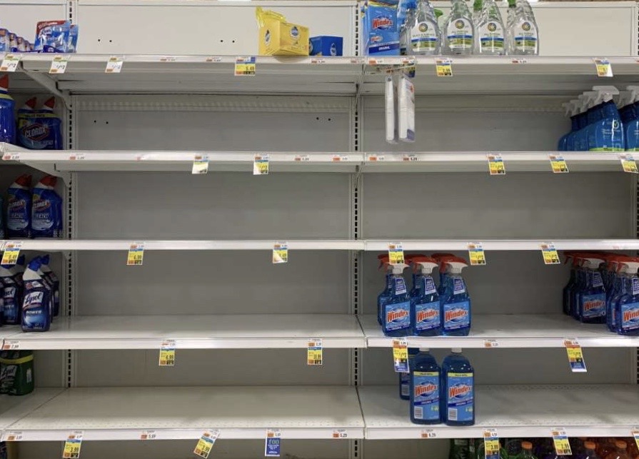 Shelves at Stop & Shop are now nearly empty due to people hoarding supplies. 