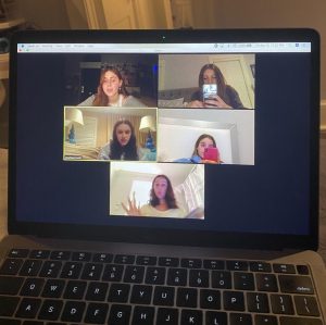 The application Zoom allows many people to video chat at once and is a great way to stay in touch with friends. Many students have been using this and find it effective.