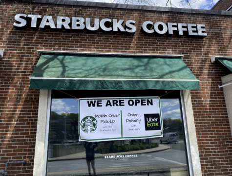 Starbucks curbside location opens due to increasing demand during quarantine.