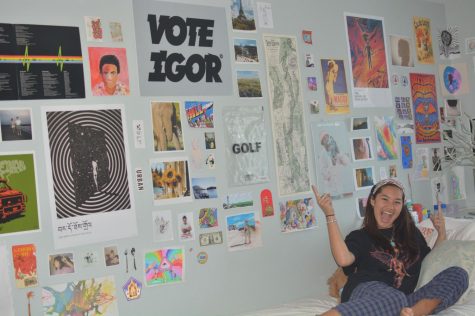 Elle DesMarteau 22 has a passion for all things art, and has hung some of her favorite creations on her bedroom walls. 