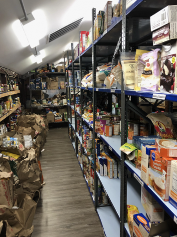 The food pantry at the Gillespie Center is well-stocked after a recent food drive, allowing them to provide for those affected by the pandemic.