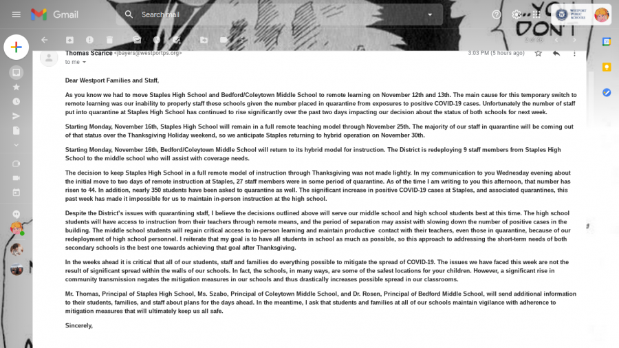 Email+sent+by+Superintendent+Dr.+Thomas+Scarice+outlined+a+remote+plan+for+the+upcoming+weeks.+