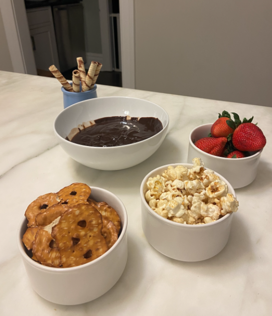 A fondue night will serve as the perfect, simple Valentine’s Day activity, satisfying your chocolate cravings within minutes. From popcorn to strawberries to cookies, theres no shortage of things you can dip. 