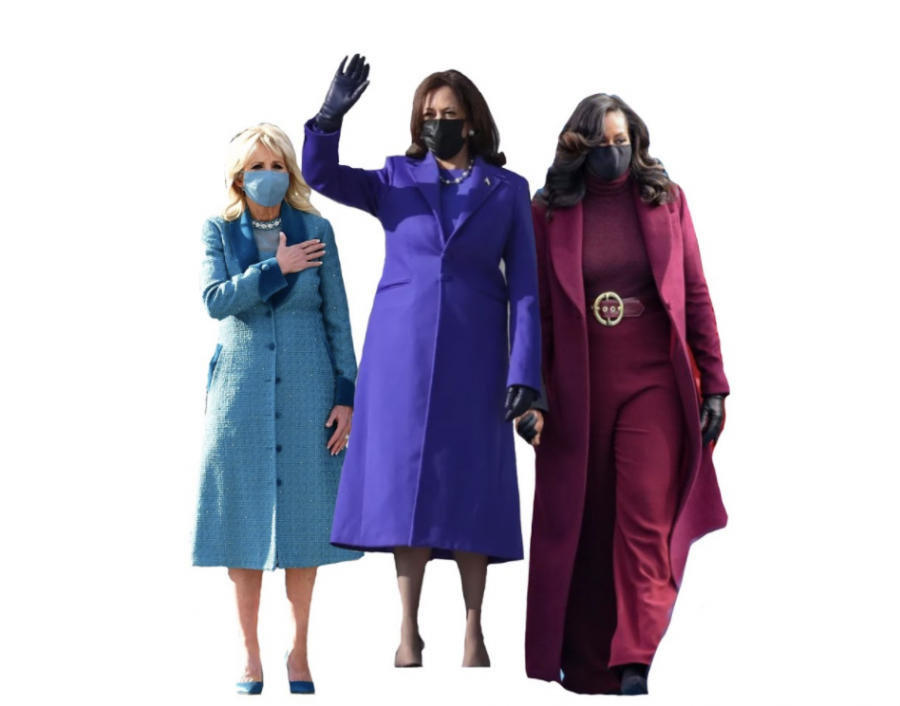 Bold intentional monochromatic outfits seemed to be the trend of the Inauguration. Dr. Jill Biden, Vice President Kamala Harris, and former First Lady Michelle Obama quickly became a popular trio in their complementary jewel tones by American designers. 