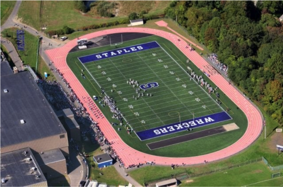 The staples high school football field is the perfect place to hold the COVID safe outdoor prom. It is so large that it could allow for the whole senior grade to social distance, while still having a good time together.