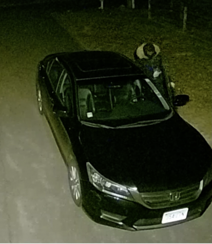 A still image of a Webb Road residents security camera depicts a car break-in occurring on March 15 at 2:17 a.m. 