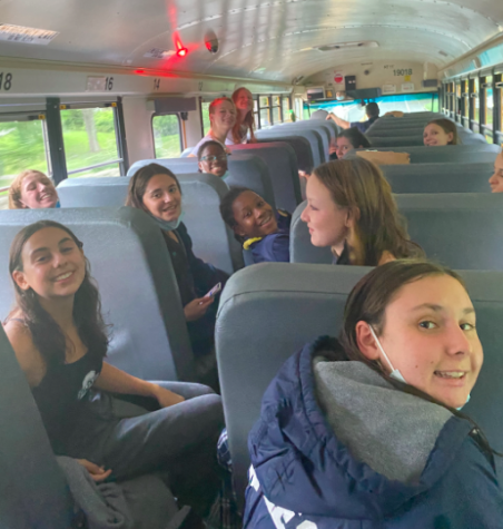 Many student-athletes have athletic early dismissals to get to their game/meet in time, causing them to miss hours of school. Pictured above, the Staples girls’ swim & dive team is on their way to an away meet, where they were dismissed from school around 1 p.m. 