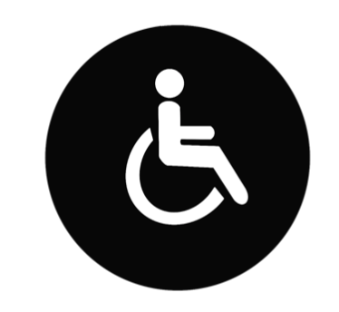 This is what the accessibility button on the bottom of the Pleasing webpage looks like. Customers can click on it to bring them to disability accessibility features.