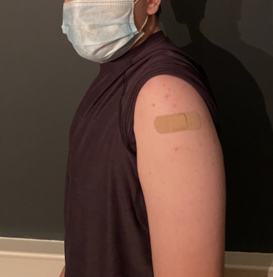 A Staples student after getting their first COVID-19 vaccine, the Pfizer shot.
