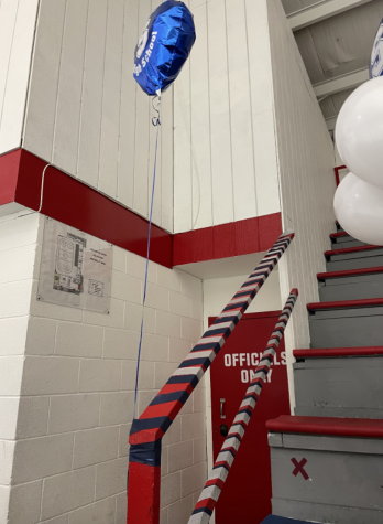 Decorations from the Boys Hockey senior night celebration. The rink was decked out in balloons, streamers and more to commemorate the seniors on their time playing with the team. 