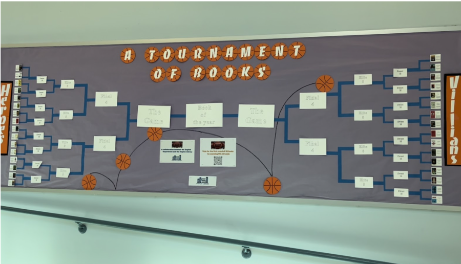 The Staples Library and English teacher Mary Katherine Hocking have begun their annual book bracket. The theme this year is Heroes vs. Villains. Heroes and villains from popular media face off as students vote for their favorites, reaching a final battle between one hero and one villain.