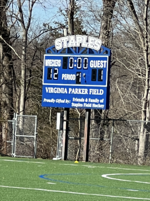Staples girls’ lacrosse led 12-1 at half time against Warde on April 13. They went on to win 16-5.