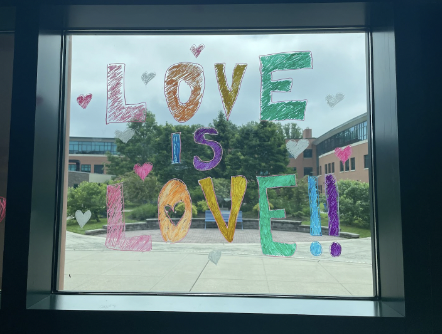 The Staples Pride Coalition sets up various decorations around the school  for pride month. 