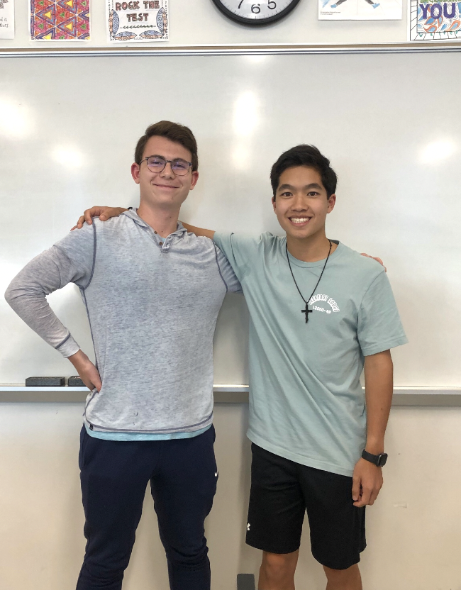Club presidents Asher Dahlke ’23 (left) and Spencer Yim ’23 (right) host Vision meetings every Friday afternoon in room 3001. The club is advised by science teachers Alexandra Krubski and Scott Lee. 