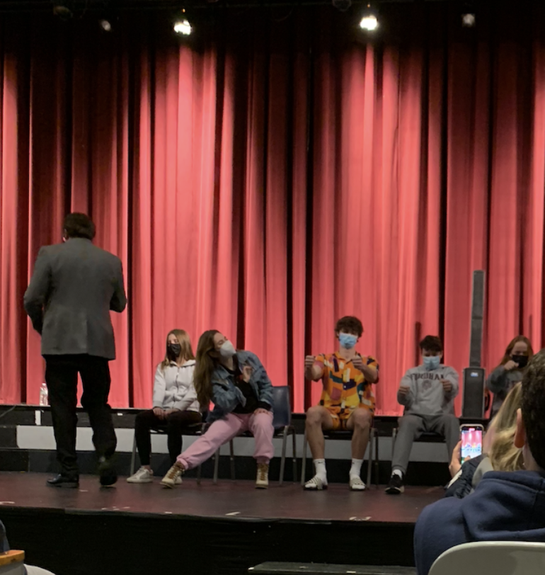 As a part of a Wellness Enrichment Activity Day in November, a hypnotist performed in the Staples auditorium. 
