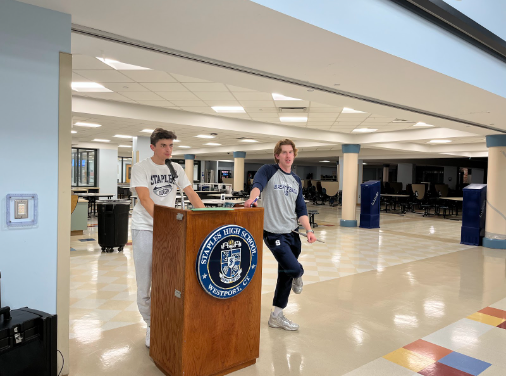 Ben Saxon ’23 and junior grade level assistant as well National Honor Society advisor Jake Sullivan lead the event.Society advisor Jake Sullivan ran the event on Wednesday. 