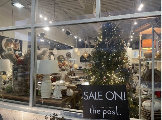 The Post on Post Road East stocks up for Christmas and displays Christmas trees and other holiday decorations. 