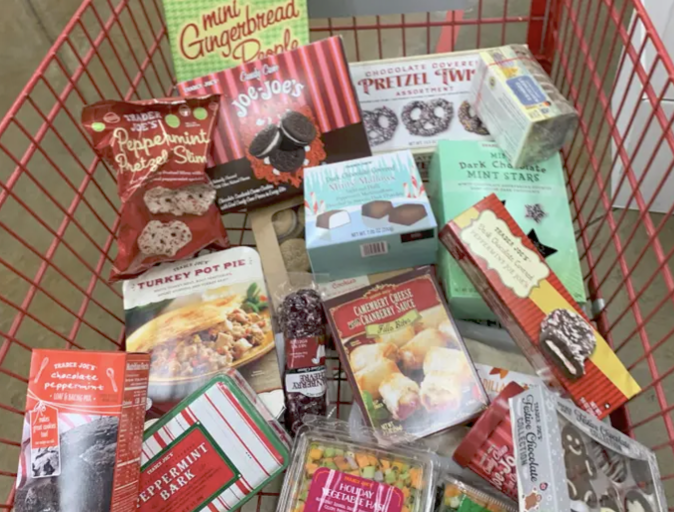 Each year Trader Joes stocks the shelves with special holiday treats to enjoy. The wide variety ranges from chocolates, to peppermint cookies,  candy canes and even pasta sauce.  