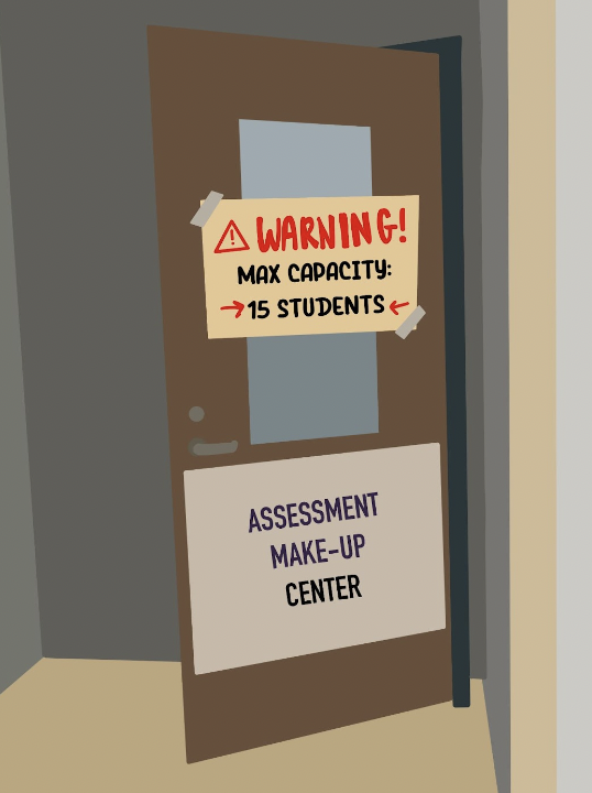 The assessment center in room 2055 frequently fills up to its maximum capacity of 15 students, resulting in a demand for adding improvements to the space. 