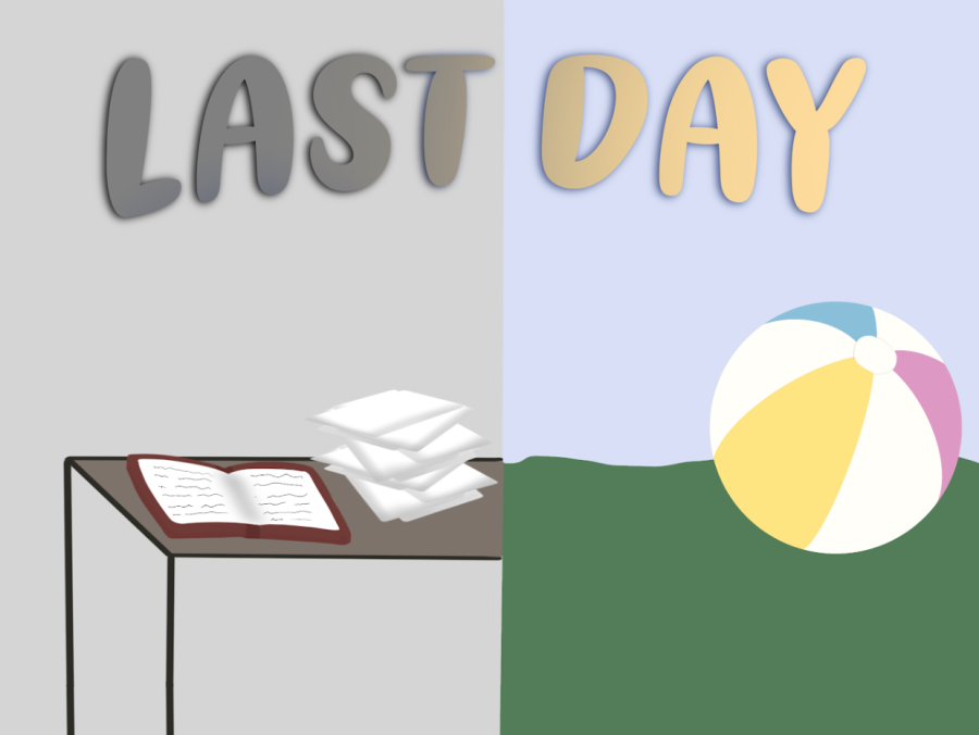 Staples’ last day of school each year is a two-hour finals block, but do students deserve something more fun than a testing day? 

Graphic by Alex Gaines ’25
