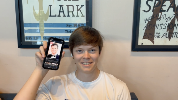 Harry Goodburn ’25 holds up a picture of his celebrity look-alike, Declan Donnelly, who is most commonly known for his role presenting on the TV show “Britain’s Got Talent.” 