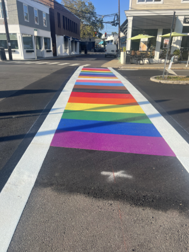 The installation of Westport’s new permanent Rainbow Pride crosswalk was completed on Monday, Oct. 2. It is located at the intersection of Taylor Place and Jesup Road.