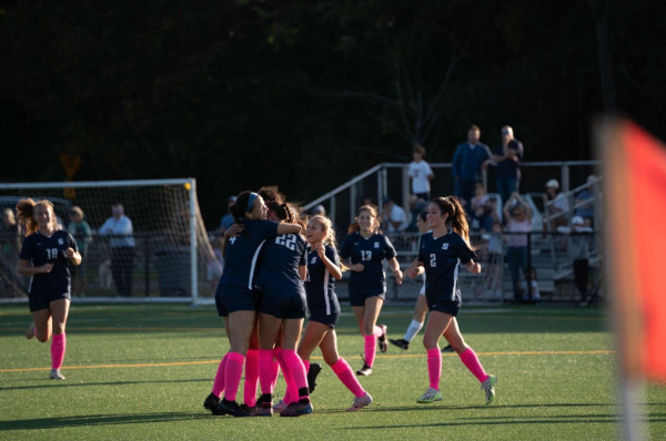 Staples celebrates their go-ahead goal early in the second half thanks to a strike from Evelyn Chudowsky ’24. 
