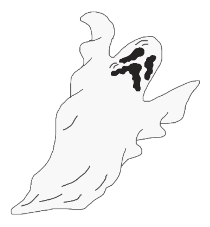 This haunted spirit represents the ghostly feeling that follows the concept of Halloween.