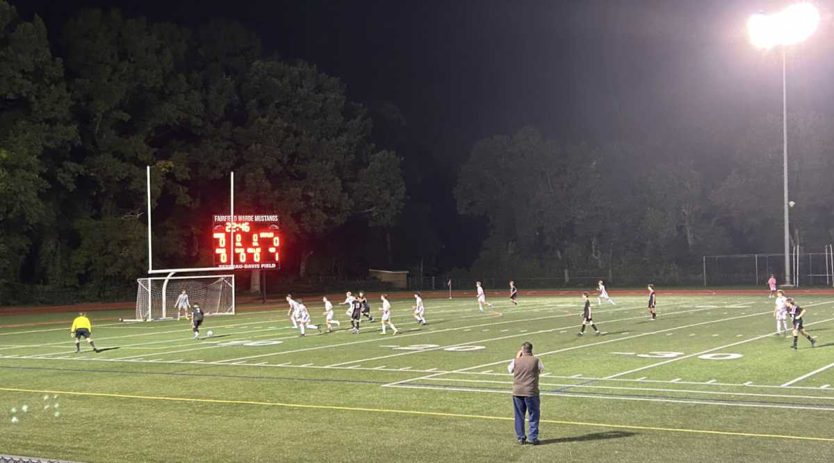 Staples boys’ soccer took down Warde 3-0 at Fairfield Warde High School. (Photo by William Murray 25)