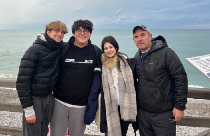 Juniors and Micinilio pose for a photo while exploring Le Havre and surrounding areas in France during their trip.

