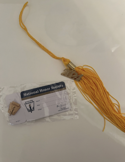 Graduating senior National Honor Society members received a pin and graduation cap tassel at the induction ceremony. 
