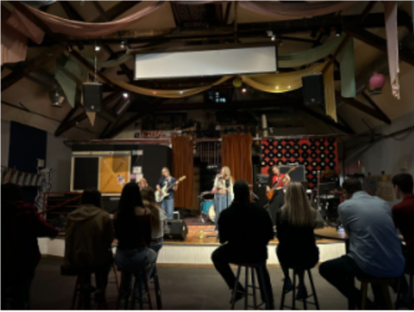 Teen Band Night at Toquet Hall featured Mia Moore ’26, Emersyn Miller ’26, Evelyn Overly ’28 and Scarlett Shope ’26, along with Masuk High School student Jake Ryan playing in their band Anhedonia.
