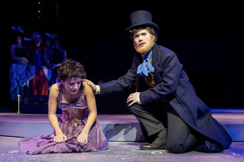 Grayson Jandora ’29 takes the stage as Jean Valjean during a performance of ‘Les Misérables.’

