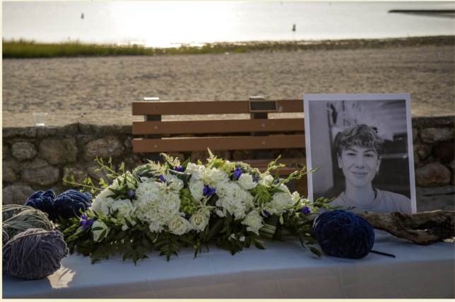 Memorial bench set up in memory of Max Harper '25